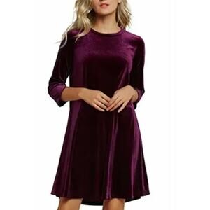 Eileen Fisher Raisin Velvet 3/4 sleeve Tunic Top size Medium